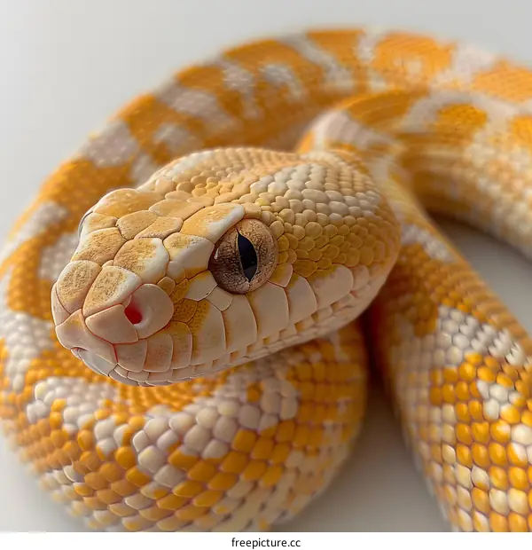 Albino Pied Ball Python Close Up