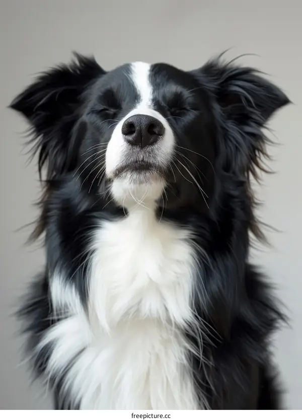A Border Collie dog with eyes closed