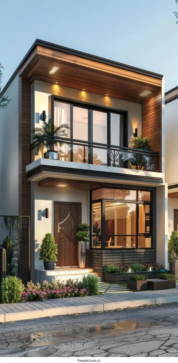 Modern Small House Facade Design Illustration