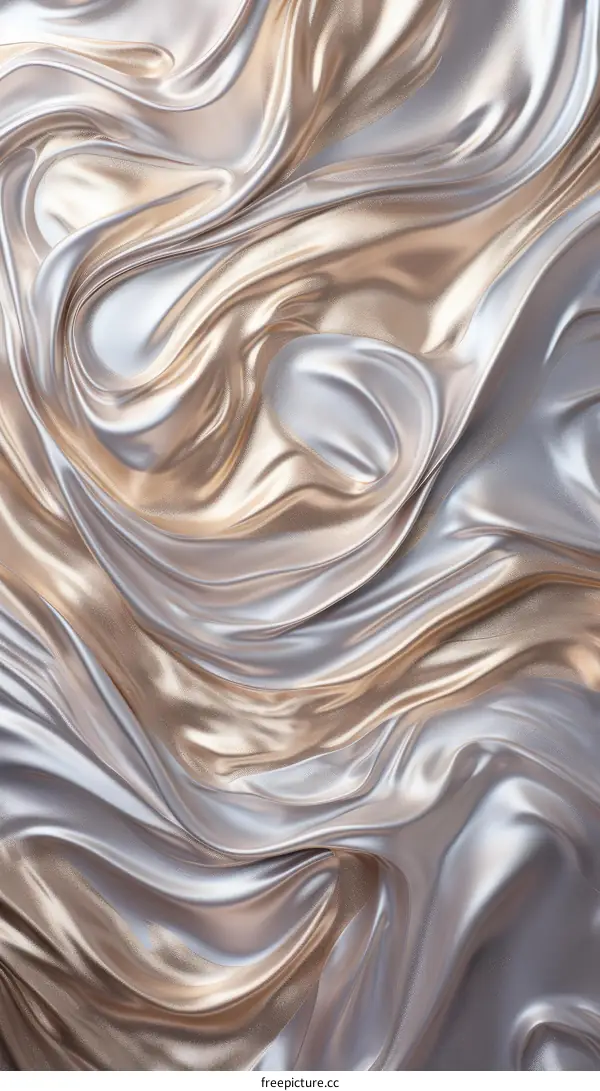 Abstract Gold and Silver Silk Fabric Waves