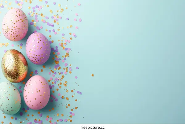 Easter Eggs Decorated with Confetti