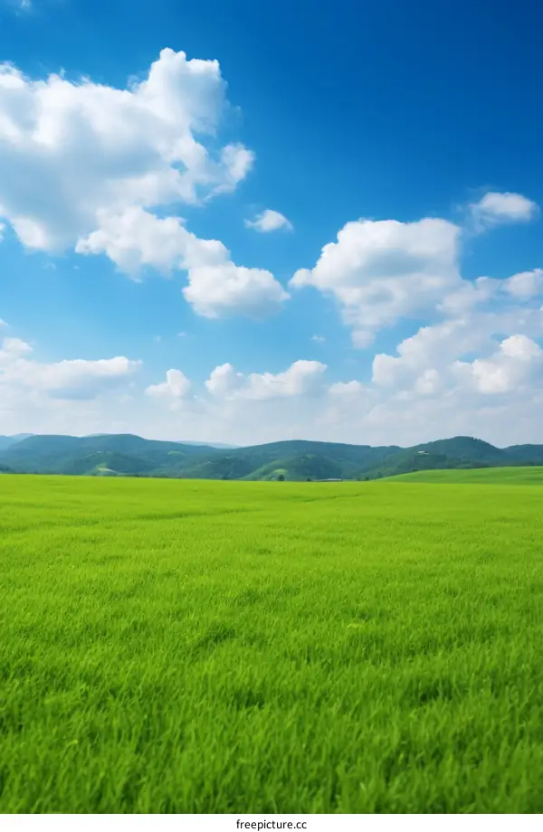 Landscape with green field and blue sky