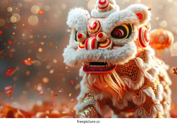 Lion dance performance during the Spring Festival