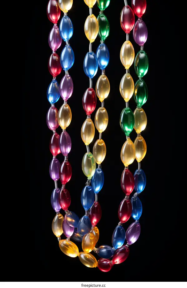 colorful plastic beads on black background