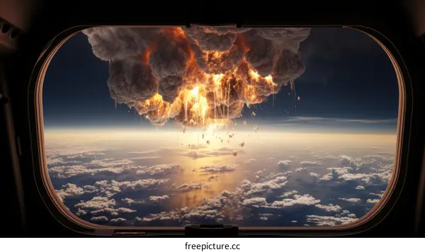 Asteroid Impact on Earth as Seen from Space Station Window