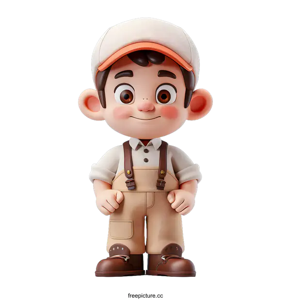 [Transparent Background PNG]3D rendering of a cute cartoon boy
