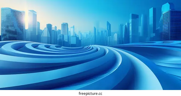 Blue abstract cityscape illustration