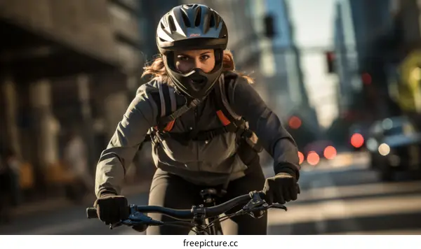 Cyclist riding in the city