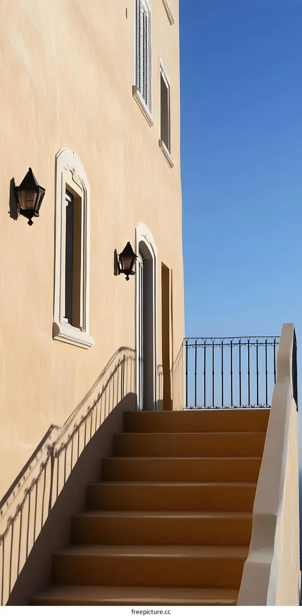 Exterior of a Building with Staircase