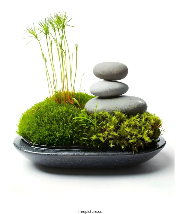 Zen Garden with Moss and Stones