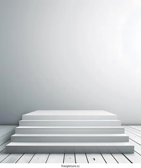 White Platform Steps Against a Wall