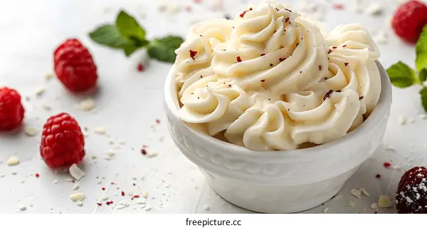 Bowl of White Chocolate Raspberry Buttercream Frosting