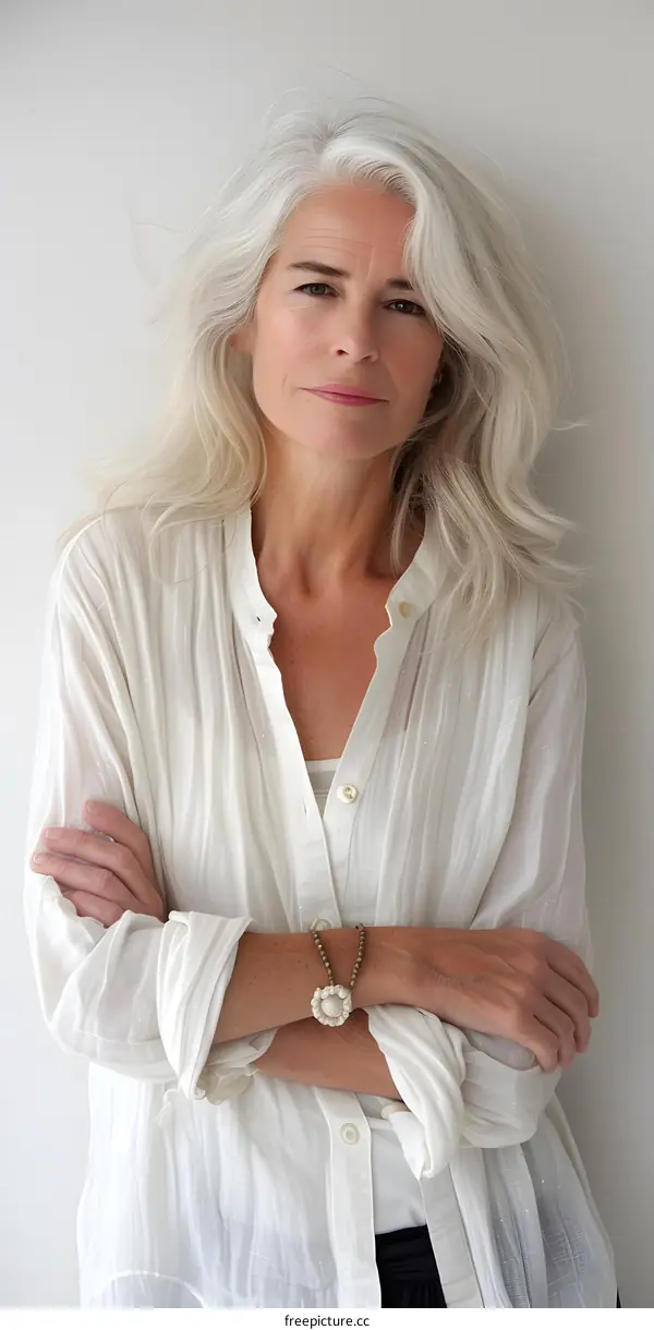 Mature woman with crossed arms