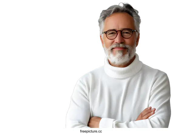 [Transparent Background PNG]portrait of a smiling senior man