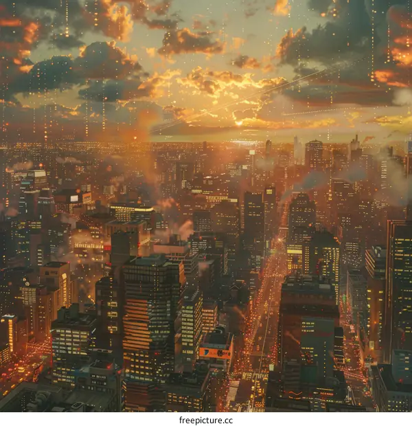 Cityscape Sunset Digital Art