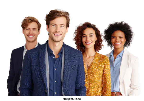 [Transparent Background PNG]Business Team Portrait against a White Background