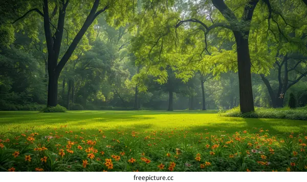 Sunlight Filtering Through Lush Forest Canopy