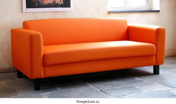 Modern Orange Sofa in a Room
