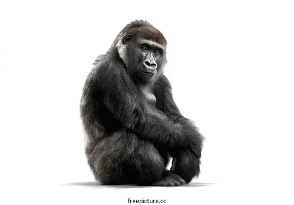Gorilla Portrait on White Background