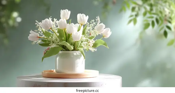 Elegant White Tulip Bouquet Arrangement in Vase