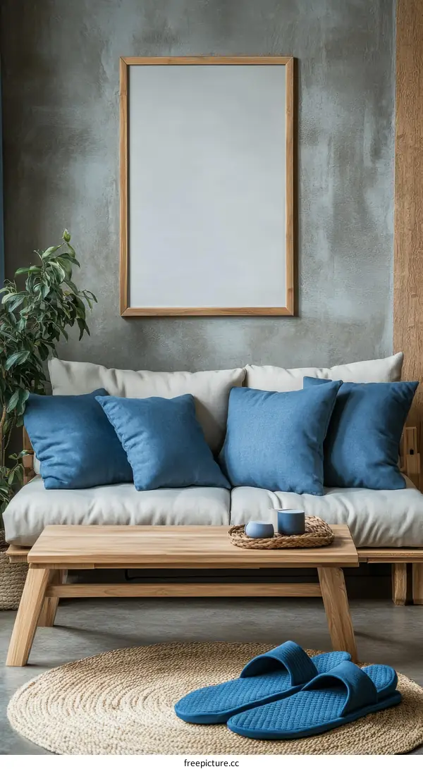 Modern Scandinavian Living Room Interior Design with Wooden Furniture