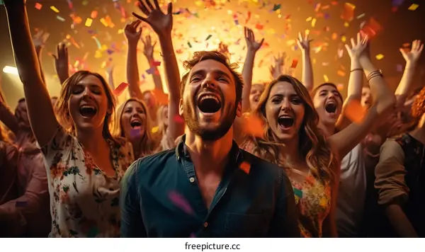 Ecstatic Crowd Cheering at a Concert