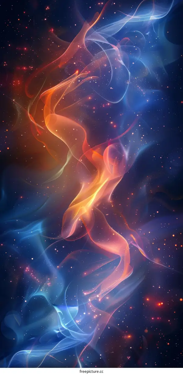 Colorful smoke flowing through space