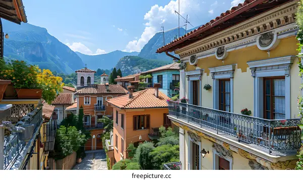 Beautiful Italian Town With Mountains in the Background