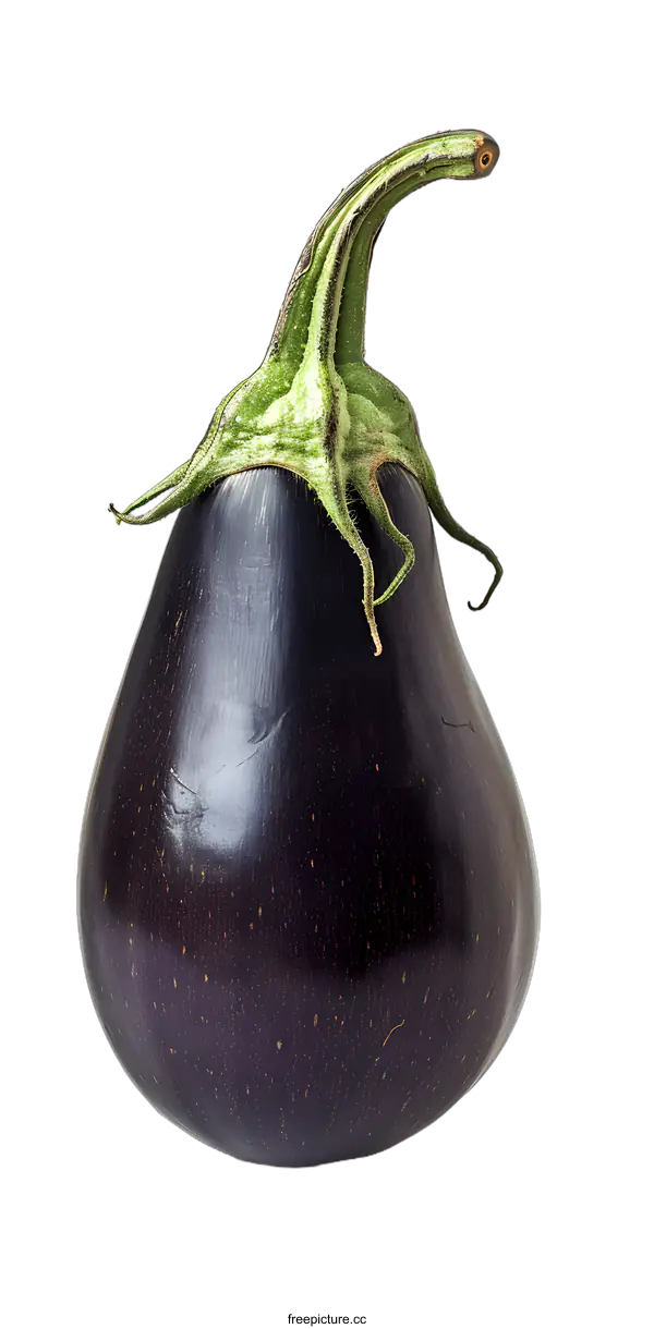 [Transparent Background PNG]Single Purple Eggplant Isolated on White Background