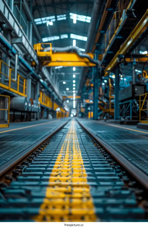Railway tracks in a factory