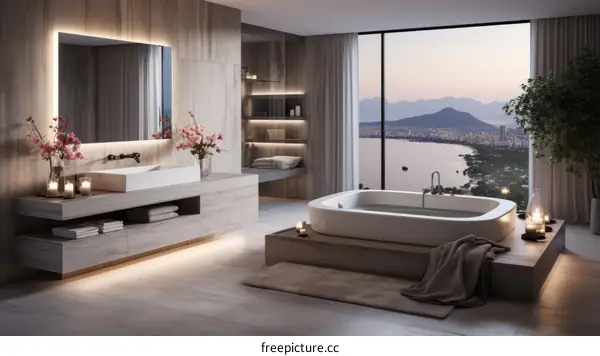 Bathroom Interior with City View