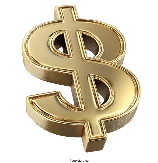 [Transparent Background PNG]Golden Dollar Sign Illustrtion
