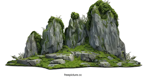 [Transparent Background PNG]Mountain Landscape Isolated on White Background