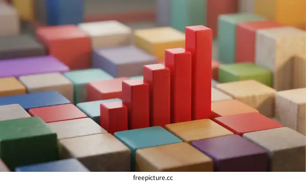Colorful Building Blocks Arranged in Increasing Stack Structure