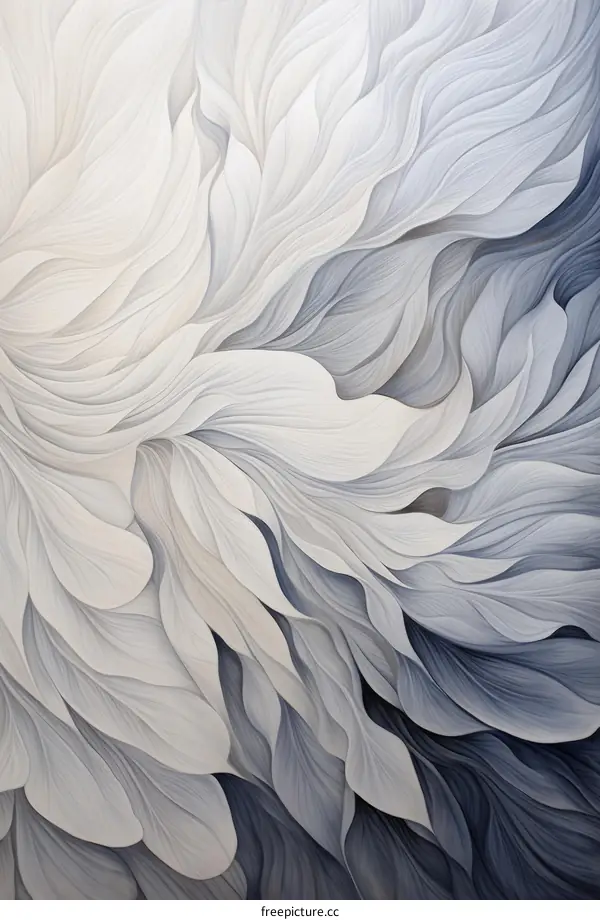 Gray and white abstract flower painting