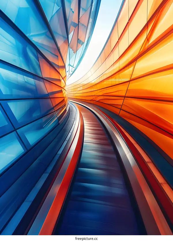 Abstract Design Of An Escalator In A Modern Building