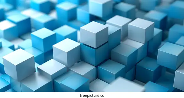 Abstract Blue Cubes 3D Background