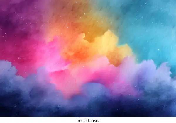 Abstract Watercolor Sky with Colorful Clouds