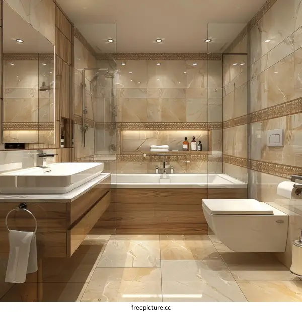 Modern Luxury Beige Bathroom Design