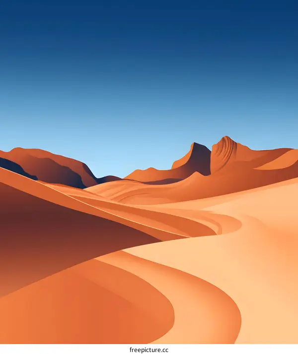 Desert Landscape Illustration With Blue Sky