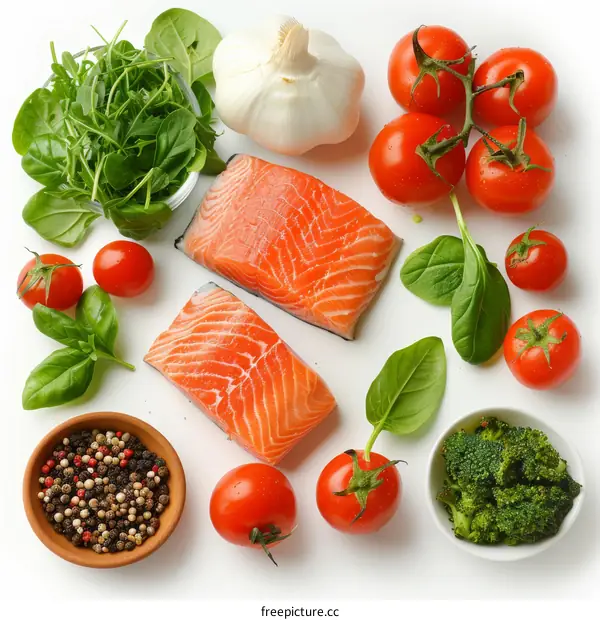 Fresh Salmon Fillet with Vegetables and Herbs