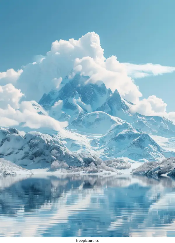 Winter Mountain Scenery Reflection