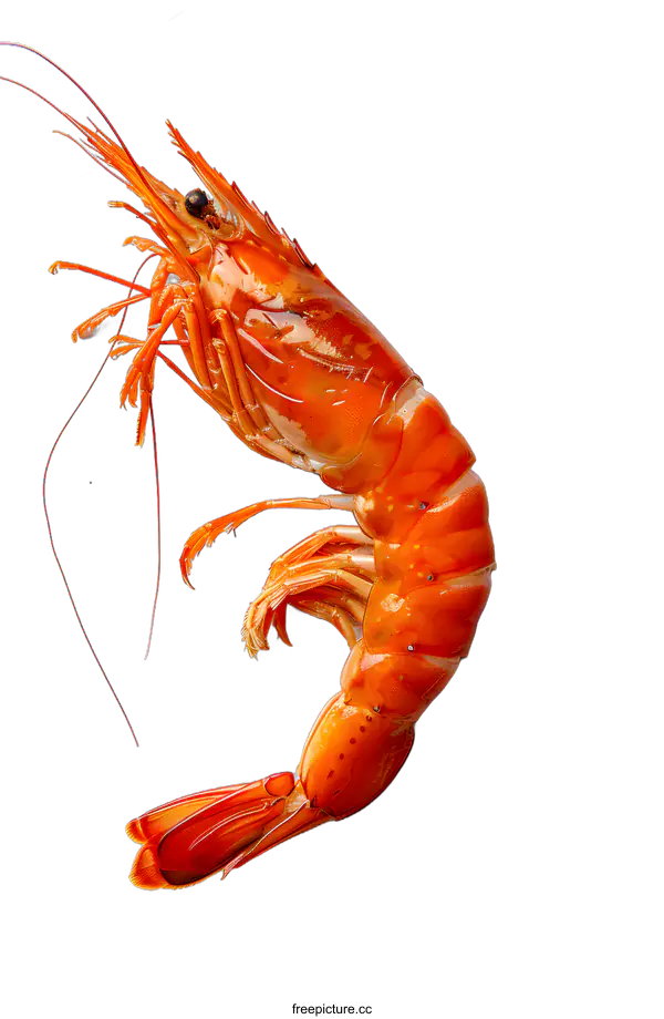 [Transparent Background PNG]Single cooked prawn on white background