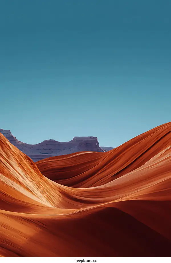 Wavy Sand Dunes Under Blue Sky