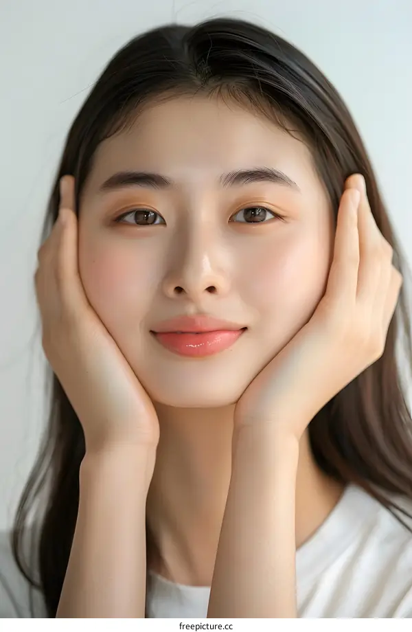 Close Up Portrait of a Young Asian Woman Smiling