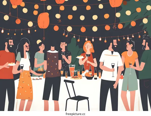 Group of Friends Enjoying a Backyard Party