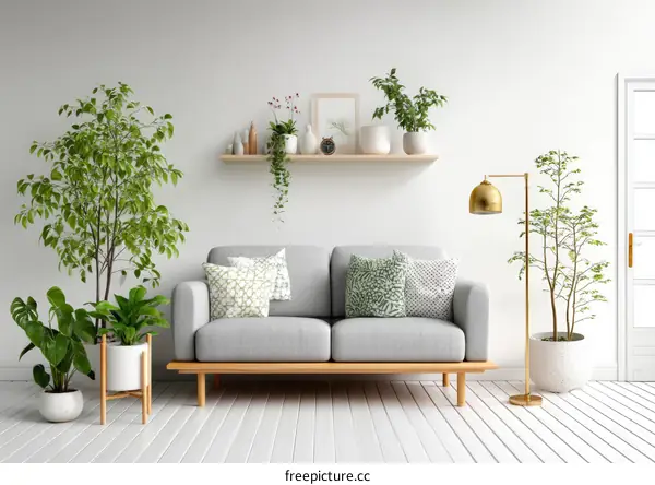 Modern Living Room Interior Design with Plants