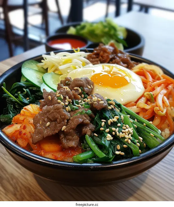 Korean Bibimbap: Beef, Egg & Vegetables