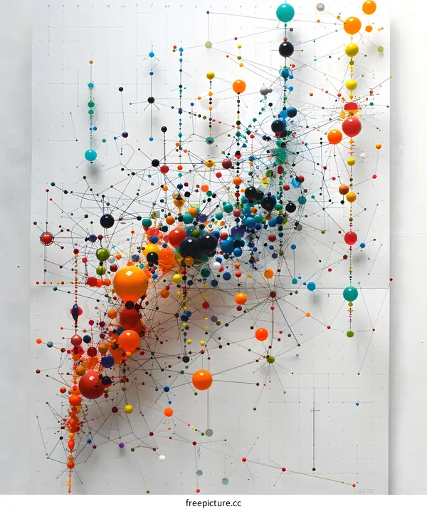 Abstract Colorful Sphere Network Art