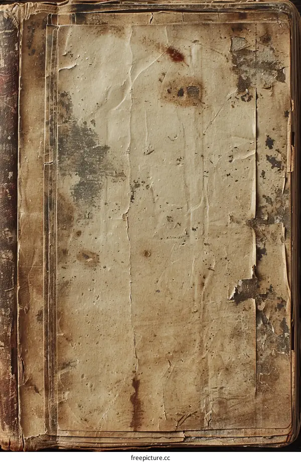 Old Book Cover with Stains and Tears